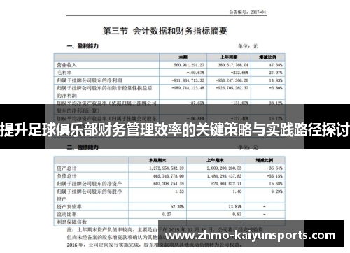 提升足球俱乐部财务管理效率的关键策略与实践路径探讨